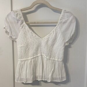 Hollister White Smocked Blouse